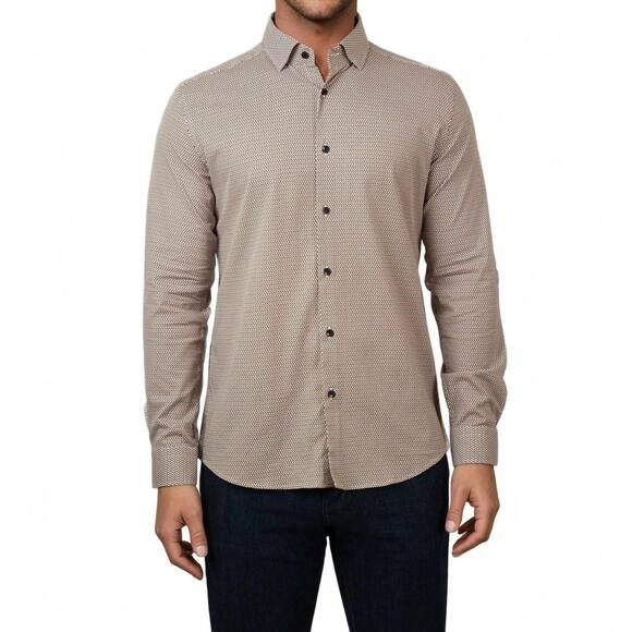 NEW STONE ROSE nova long sleeve shirt in medium orange micro weave